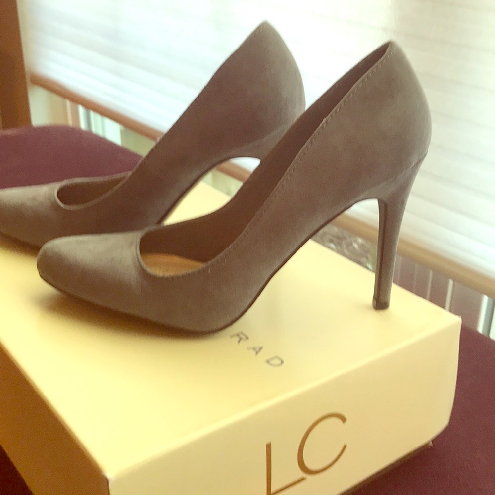 Grey suede heels